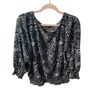 Ann Taylor XXL Navy and White Paisley Women's Top